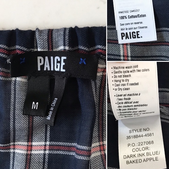 Paige Antonia Plaid Off-the-Shoulder Top in Blue • M - Picture 6 of 7